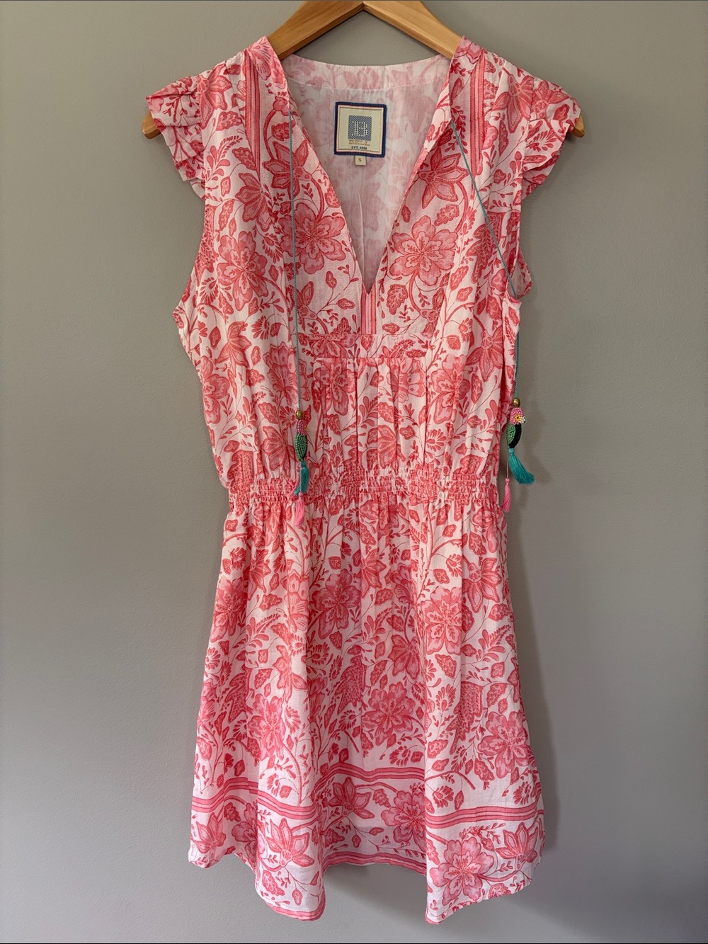 Bell by Alicia Bell Meadow/Lola Mini Dress Small Pink Silk Cotton Vacation Beach